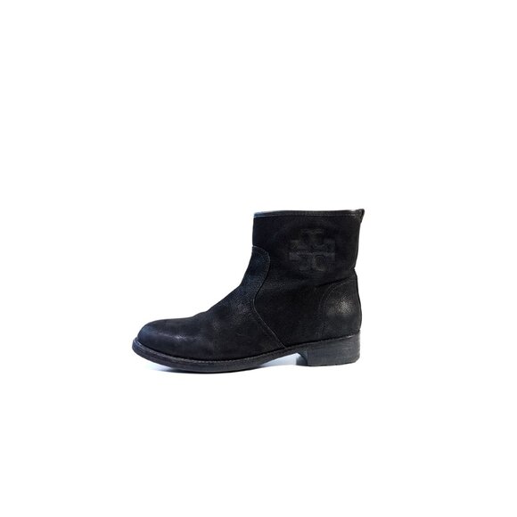 Tory Burch Boots Black Leather Ankle Boots Size 11 - Picture 1 of 9